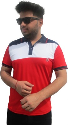 Sai Enterprises Colorblock Men Polo Neck Red T-Shirt