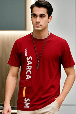 FAOES Printed Men Round Neck Red T-Shirt