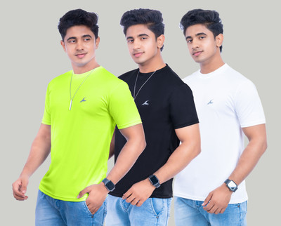 Fashion Territory Solid Men Round Neck Multicolor T-Shirt