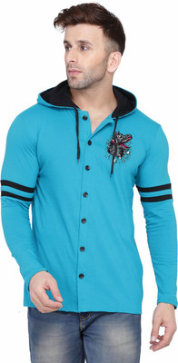 BEYOU FASHION Graphic Print Men Hooded Neck Light Green T-Shirt