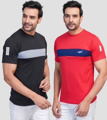 seri choice Striped Men Round Neck Black, Red T-Shirt