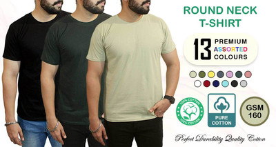 HM HUBB Solid Men Round Neck Multicolor T-Shirt