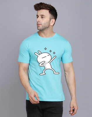 SLOWLORIS Printed Men Round Neck Light Blue T-Shirt