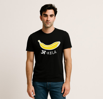 Be Crazyy Graphic Print Men Round Neck Black T-Shirt