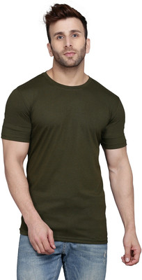 SLOWLORIS Solid Men Round Neck Green T-Shirt