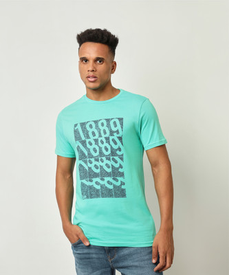LEE Typography Men Round Neck Green T-Shirt