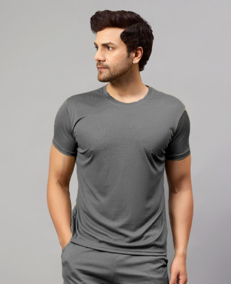 Fricker Solid Men Round Neck Grey T-Shirt