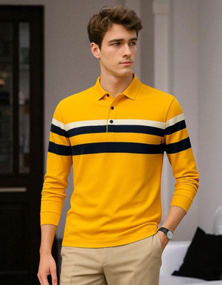 Autna Printed Men Round Neck Yellow T-Shirt