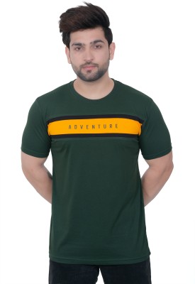 E-MAX Printed Men Round Neck Dark Green T-Shirt