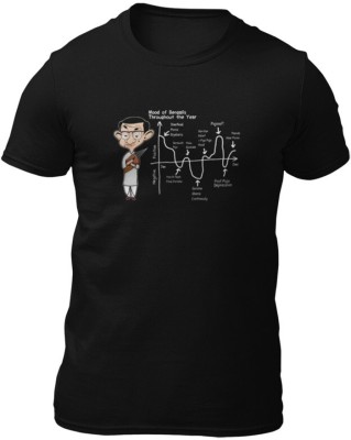 EqualLife Printed Men Round Neck Black T-Shirt