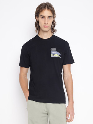 GUESS Solid Men Crew Neck Black T-Shirt