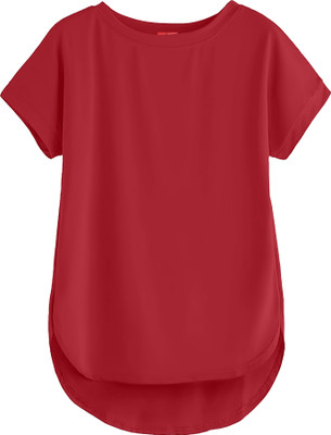 INNEB Solid Women Round Neck Red T-Shirt