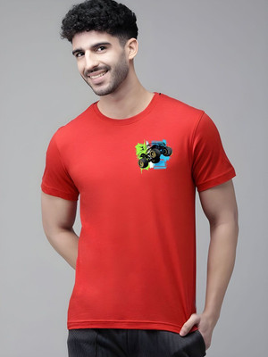 SZN Graphic Print Men Round Neck Red T-Shirt