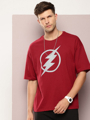 DC by Kook N Keech Graphic Print Men Round Neck Maroon T-Shirt