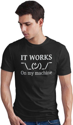 DUDEME Printed Men Round Neck White, Black, Yellow T-Shirt