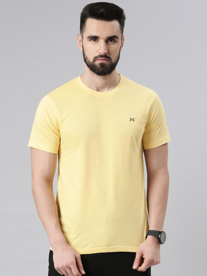 Force NXT Solid Men Round Neck Yellow T-Shirt