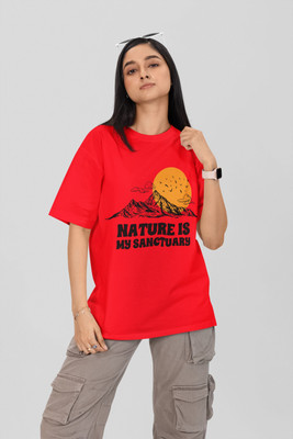 Stylewill Graphic Print Women Round Neck Red T-Shirt