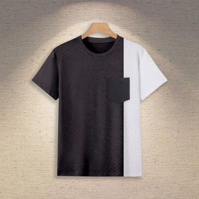 TANNU FAB Self Design Men Boat Neck Black T-Shirt