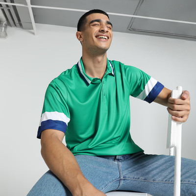 PUMA Solid Men Polo Neck Green T-Shirt