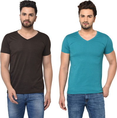 Adorbs Trend Solid Men V Neck Multicolor T-Shirt