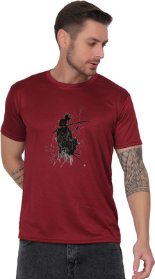 Atharva Trends Printed Men Round Neck Maroon T-Shirt