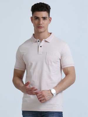 Classic Polo Printed Men Polo Neck Orange, White T-Shirt