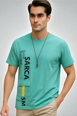 Autna Printed Men Round Neck Green T-Shirt