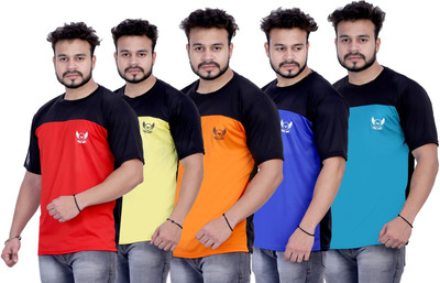 HouseOfCommon Printed Men Round Neck Multicolor T-Shirt
