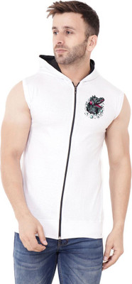 Lawful Casual Printed Men Hooded Neck White T-Shirt