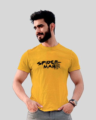 Jack Paris Printed, Typography Men Round Neck Yellow T-Shirt