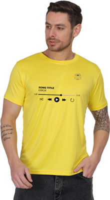 SOLBLOOMS Graphic Print Men Round Neck Yellow T-Shirt