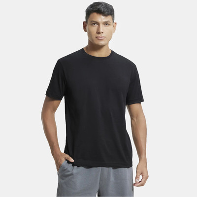 JOCKEY Solid Men Round Neck Black T-Shirt