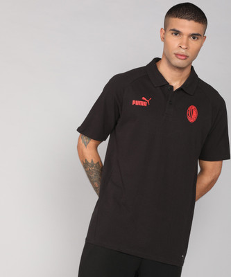 PUMA Printed Men Polo Neck Black T-Shirt