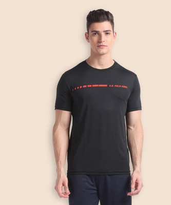 U.S. POLO ASSN. Solid Men Round Neck Black T-Shirt