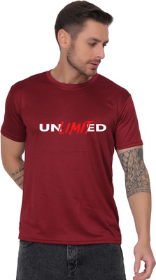 Swagry Printed Men Round Neck Maroon T-Shirt