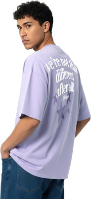 Fflirtygo Printed Men Round Neck Purple T-Shirt