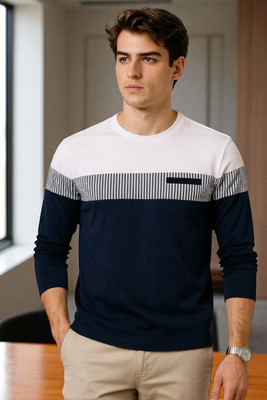 Autna Printed Men Round Neck Navy Blue T-Shirt