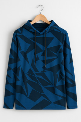 Try This Colorblock Men Hooded Neck Light Blue T-Shirt