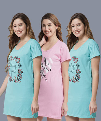 Fit N Fame Printed Women Round Neck Multicolor T-Shirt
