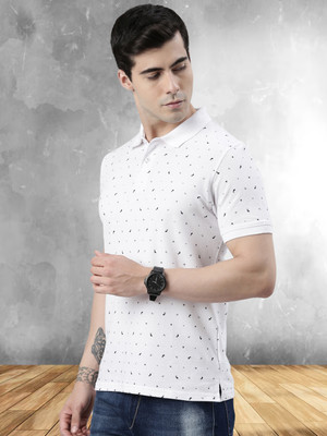 METRONAUT Printed Men Polo Neck White T-Shirt