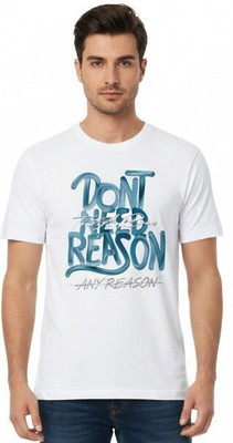 FLOVVA Self Design Men Round Neck White T-Shirt