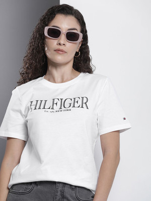 TOMMY HILFIGER Typography Women Round Neck White T-Shirt