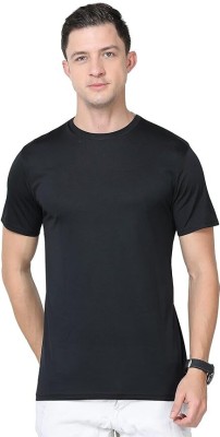 nymera Solid Men Round Neck Black T-Shirt