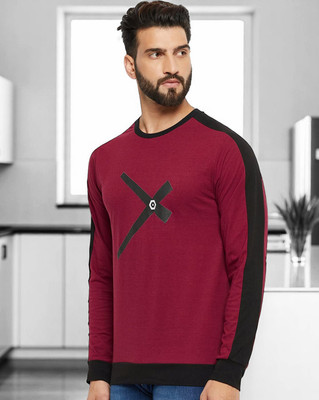 FASHIUM Printed Men Round Neck Maroon T-Shirt