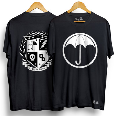 THE PRINT PLATTER Printed Men Round Neck Black T-Shirt