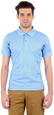 Burdy Solid Men Polo Neck Blue T-Shirt