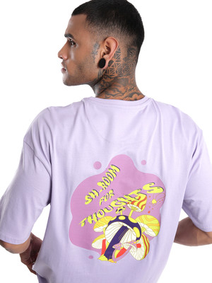WROGN Printed Men Round Neck Purple T-Shirt