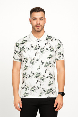 BEELLO STYLE Printed Men Polo Neck Green T-Shirt