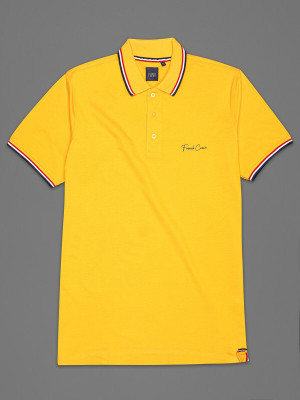 french crown Printed Men Polo Neck Beige T-Shirt