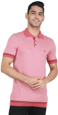 MONTE CARLO Self Design Men Polo Neck Red T-Shirt